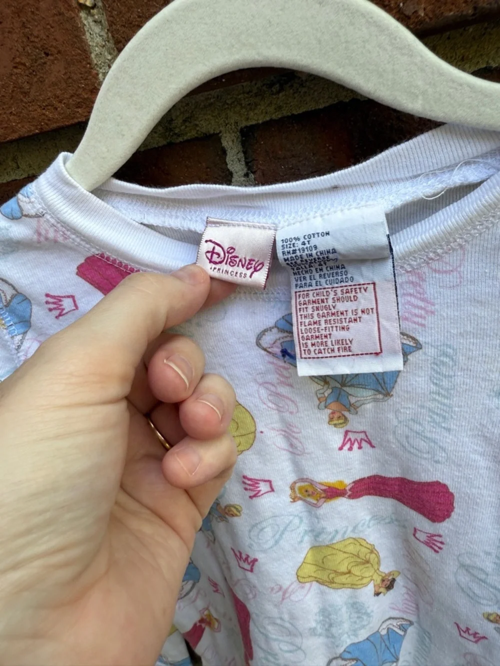 Vintage 90s Y2K Disney Princess Long Sleeve Pants Pajamas Size 4T Cotton